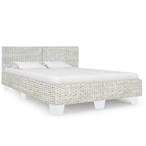 vidaXL Cadre de lit Gris Rotin naturel 160 x 200 cm