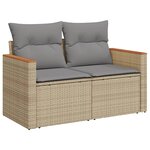 vidaXL Salon de jardin et coussins 10 Pièces mélange beige résine tressée
