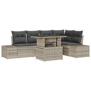 vidaXL Ensemble de canapé de jardin de 6 pièces avec coussins gris clair en rattan synthétique