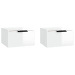 vidaXL Tables de chevet murales 2 Pièces blanc brillant 34x30x20 cm