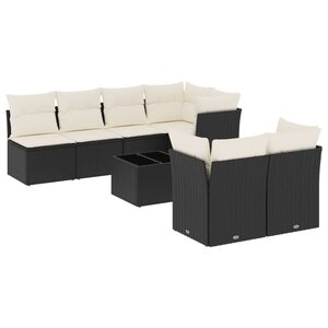 vidaXL Salon de jardin 8 Pièces avec coussins noir résine tressée