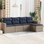 vidaXL Salon de jardin 5 Pièces avec coussins gris résine tressée