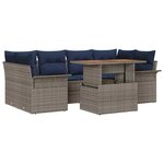 vidaXL Ensemble de canapé de jardin 7 Pièces gris et bleu marine