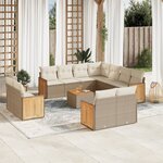 vidaXL Salon de jardin avec coussins 12 Pièces beige résine tressée