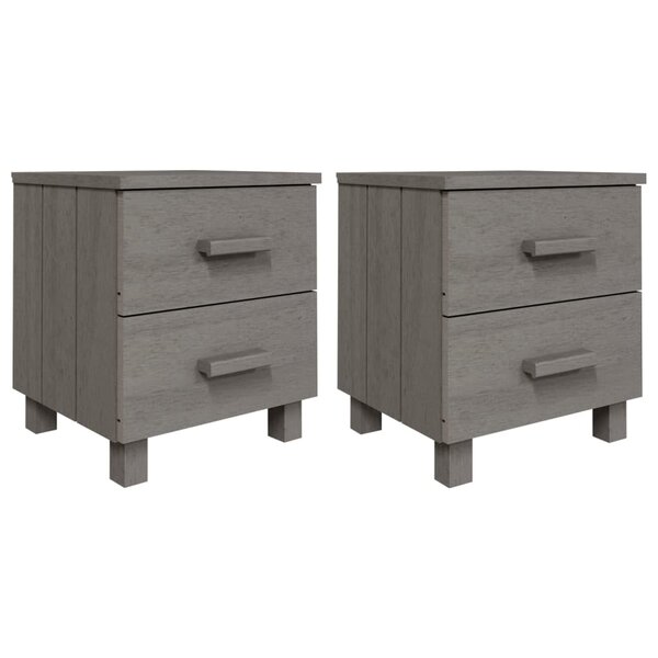 vidaXL Tables de chevet HAMAR 2Pièces Gris clair 40x35x44 5cm Bois massif