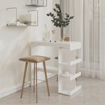 vidaXL Table de bar avec étagère de rangement Blanc Bois d'ingénierie