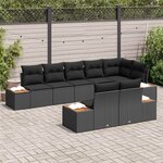 vidaXL Ensemble de canapé de jardin avec coussin 8 Pièces Noir Polyrotin
