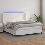 vidaXL Sommier à lattes de lit matelas LED Blanc 180x200 cm Similicuir