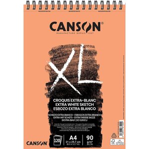 Bloc Dessin Spiralé XL Extra White A4 - 90 g - 120 feuilles CANSON