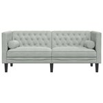 vidaXL Canapé Chesterfield avec traversins 2 places gris clair velours