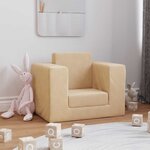 vidaXL Canapé-lit pour enfants Crème Peluche douce
