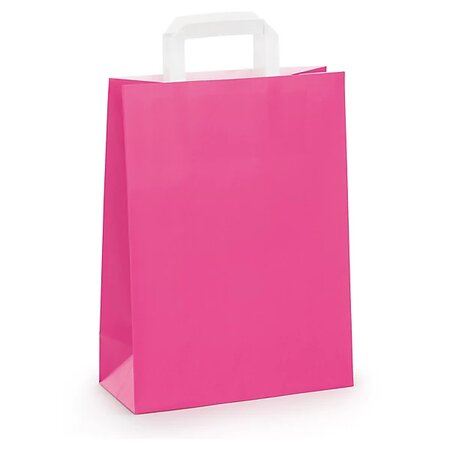 Sac kraft lumière fuchsia à poignées plates raja 26 x 35 x 12 cm (lot de 50)