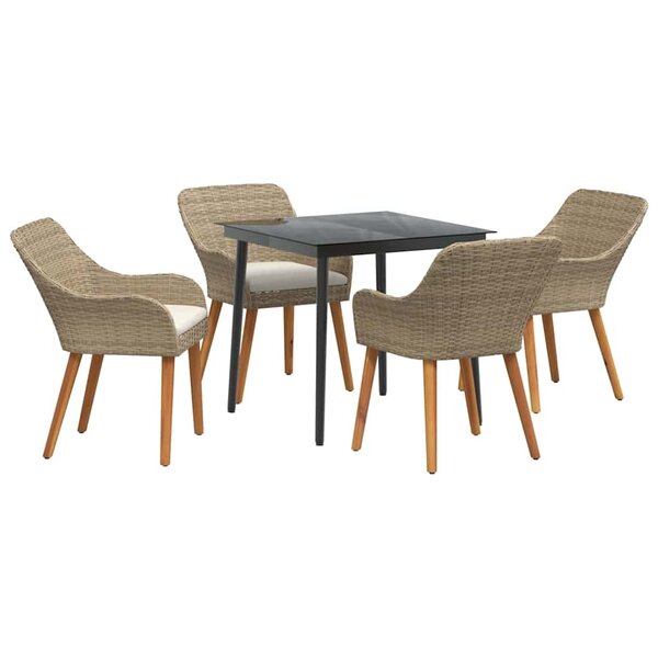 vidaXL Ensemble de salle à manger pour jardin 5 Pièces Beige polyrotin