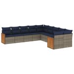 vidaXL Salon de jardin 10 Pièces avec coussins gris résine tressée