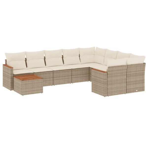 vidaXL Salon de jardin avec coussins 10 Pièces beige résine tressée