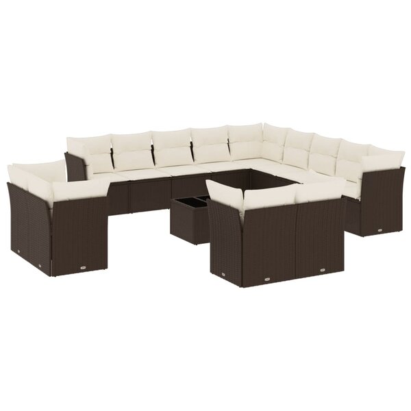 vidaXL Salon de jardin avec coussins 14 Pièces marron résine tressée
