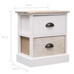 vidaXL 2 Pièces Tables de chevet Blanc et naturel 38x28x45 cm Paulownia