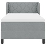 Lit avec Sommier à Ressorts et Matelas vidaXL Gris Clair 90x200 cm Tissu