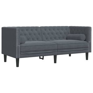 vidaXL Canapé Chesterfield Gris foncé 174 x 74.5 x 70.5 cm Velours