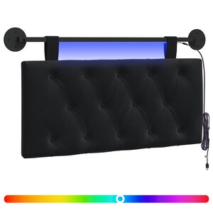 vidaXL Tête de lit suspendue Avec lumière LED Noir Velours