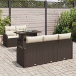 vidaXL Ensemble de canapé de jardin 6 Pièces Marron Poly Rattan