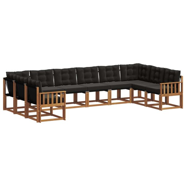 vidaXL Ensemble de canapés d'extérieur 10 Pièces Naturel et Noir