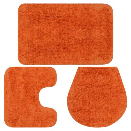 vidaXL Jeu de tapis de salle de bain 3 Pièces Tissu Orange