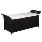 vidaXL Banc de jardin avec coussin 138 cm Résine tressée Noir
