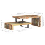 vidaXL Ensemble de table basse 2 Pièces Bois de récupération massif