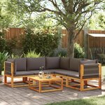 vidaXL Salon de jardin avec coussins 6 Pièces bois d'acacia solide