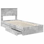 vidaXL Lit de Rangement Gris béton 90 x 200 cm Bois d'ingénierie