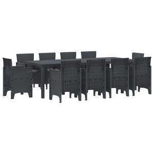 vidaXL Ensemble de salle à manger pour jardin 11 pc Anthracite