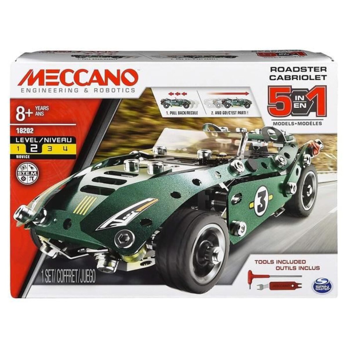 Meccano - le cabriolet 5 en 1 - rétro friction - jeu de