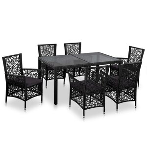 vidaXL Ensemble à manger d'extérieur 7 Pièces Résine tressée Noir