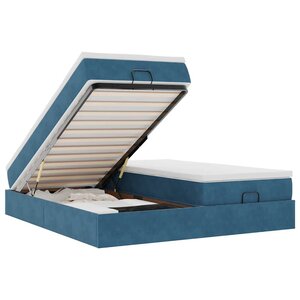 vidaXL Cadre de lit ottoman avec matelas bleu foncé 200x200 cm velours