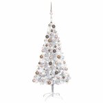 vidaXL Arbre de Noël artificiel pré-éclairé/boules argenté 150 cm PET