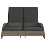 vidaXL Chaise longue avec coussins gris 114x205x73 cm résine tressée