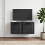 vidaXL Meuble TV mural Noir 59 5 x 31 x 30 cm Bois d'ingénierie
