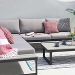Salon de jardin canapé d'angle 5 places osaka gris acier