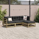 vidaXL Salon de jardin 4 Pièces avec coussins bois de pin imprégné
