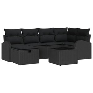 vidaXL Ensemble de canapé de jardin 7 Pièces Noir 234 x 124 x 85 cm