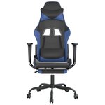 vidaXL Chaise de jeu avec repose-pied Noir et bleu Similicuir
