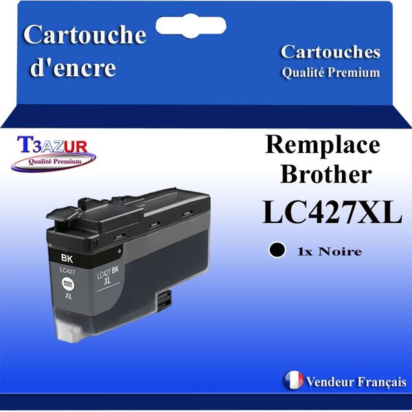 T3AZUR- Cartouche compatible avec Brother LC427 XL pour Brother MFC-J6957DW  MFC-J6957DWT  MFC-J6959DW Noire