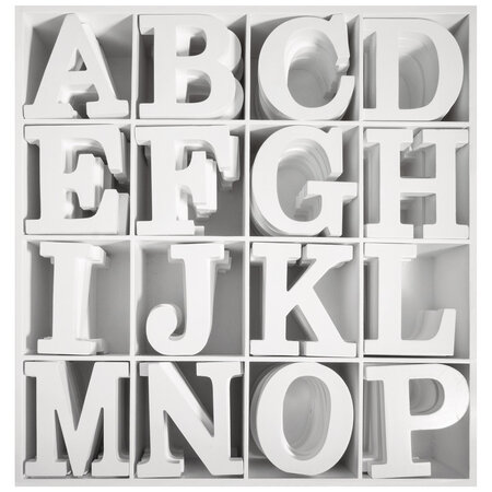 Présentoir lettre alphabet et symbole MDF blanc 192 pièces
