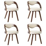 vidaXL Chaises à manger lot de 4 crème bois courbé et similicuir