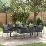 vidaXL Ensemble de salle à manger pour jardin 9 Pièces Noir Poly rotin