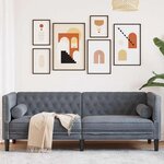 vidaXL Canapé Chesterfield Gris foncé 194 x 74.5 x 70.5 cm Velours