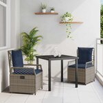 vidaXL Ensemble de salle à manger pour jardin 3 Pièces Gris polyrotin