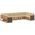 vidaXL Ensemble de canapé d'angle avec coussin 7 Pièces Naturel