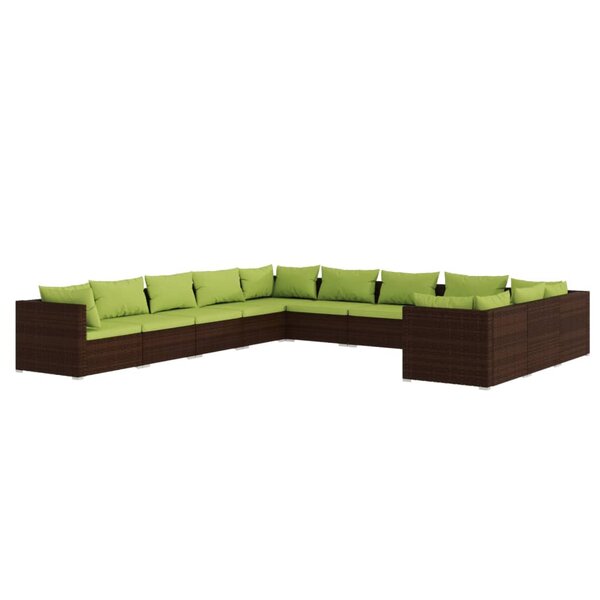 vidaXL Salon de jardin 11 Pièces avec coussins Résine tressée Marron